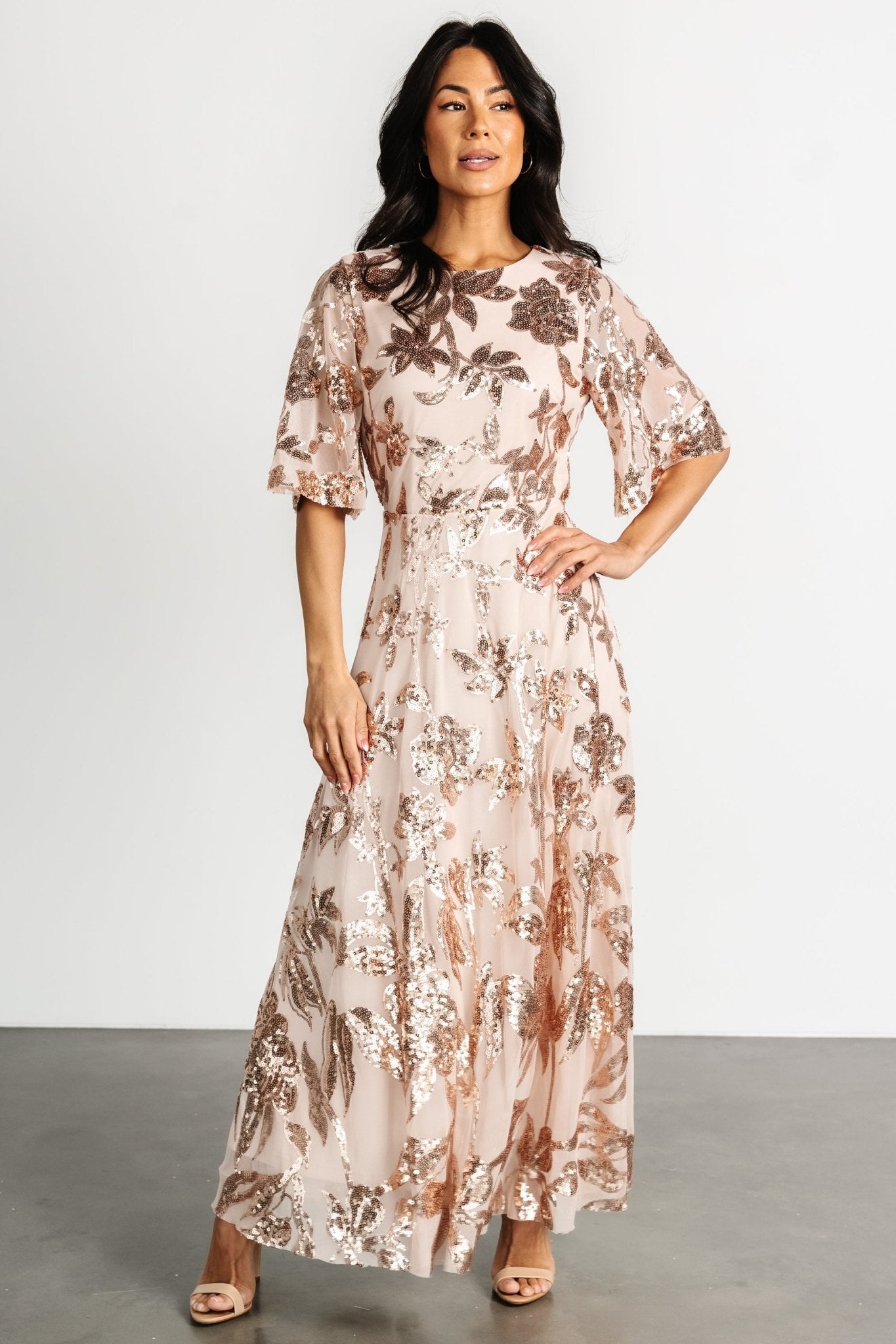 Lucy Sequin Dress | Rose Gold - Image 2