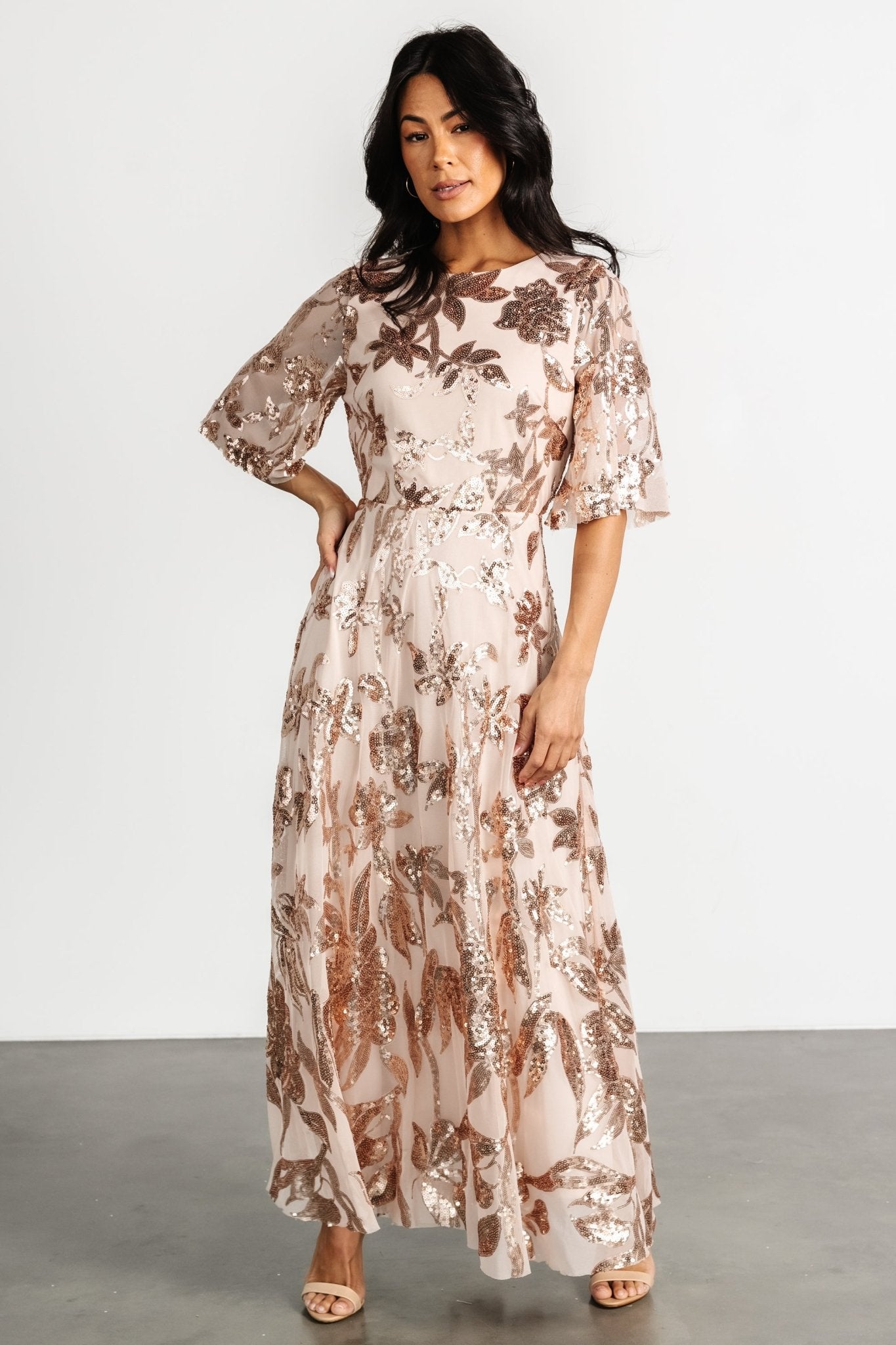 Lucy Sequin Dress | Rose Gold - Image 6