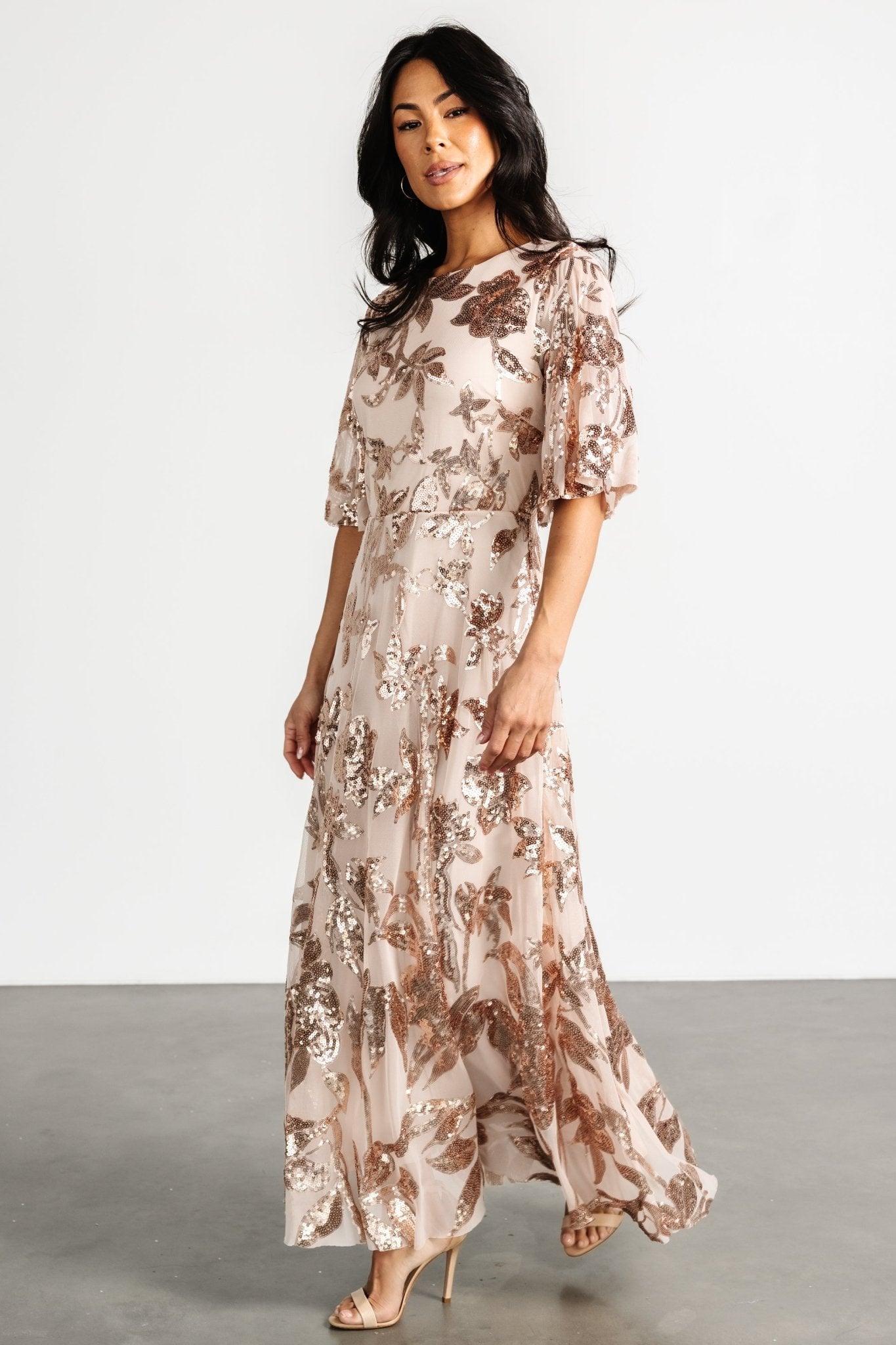 Lucy Sequin Dress | Rose Gold - Image 5