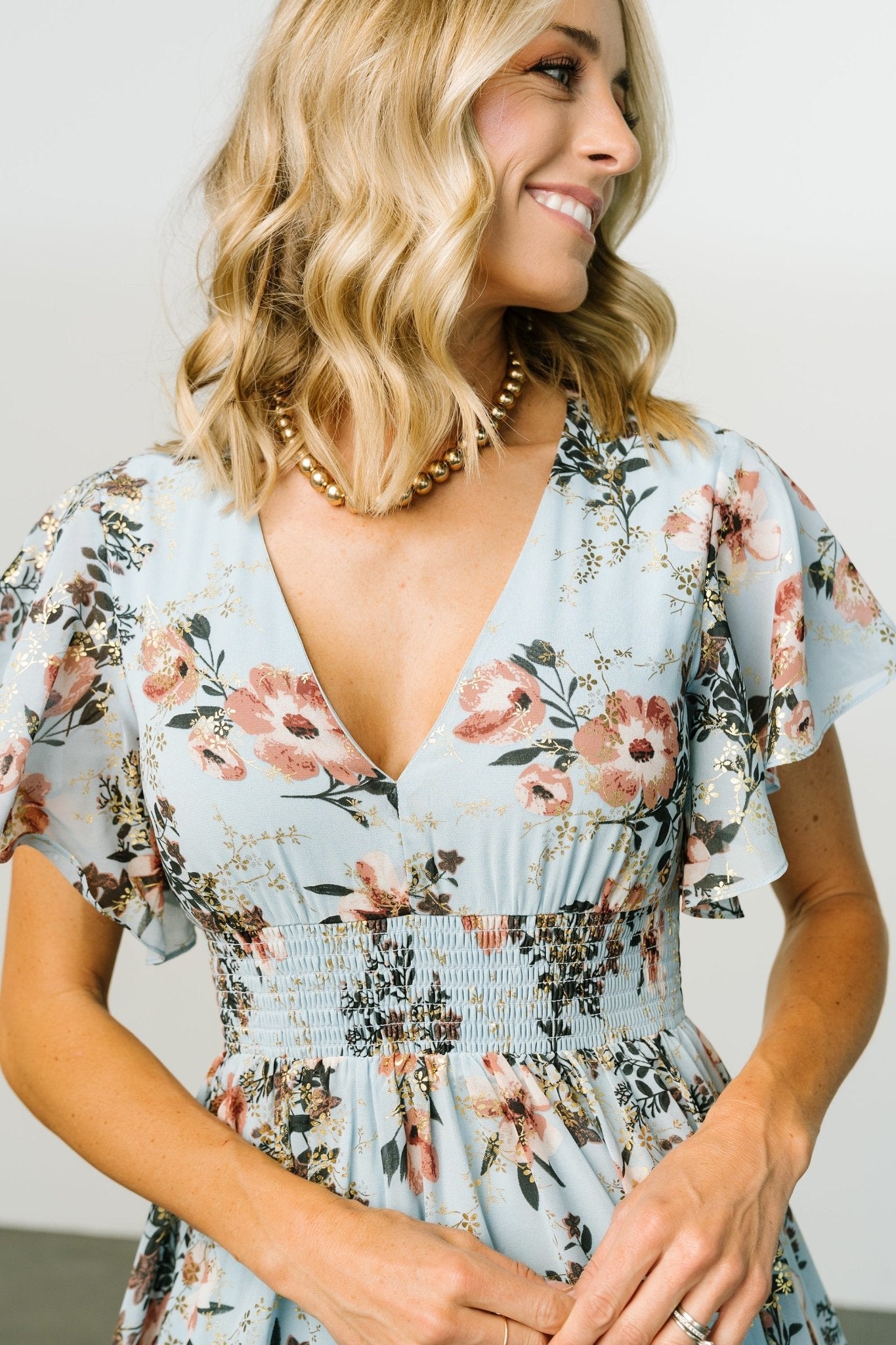 Lynlee Metallic Maxi Dress | Light Blue - Image 5