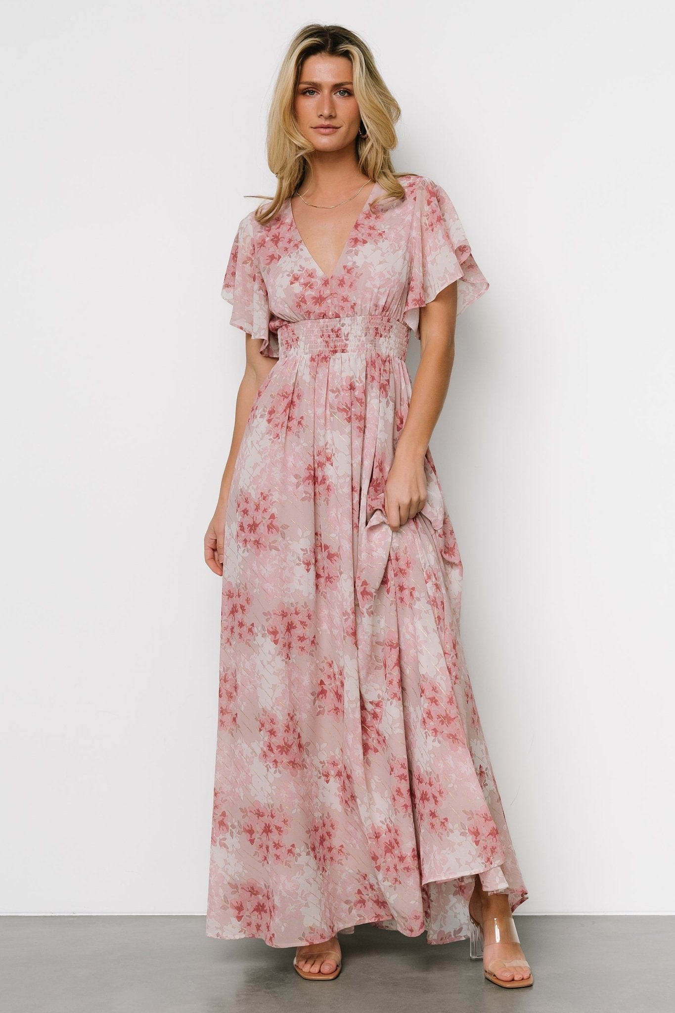 Lynlee Metallic Maxi Dress | Pink Multi - Image 3