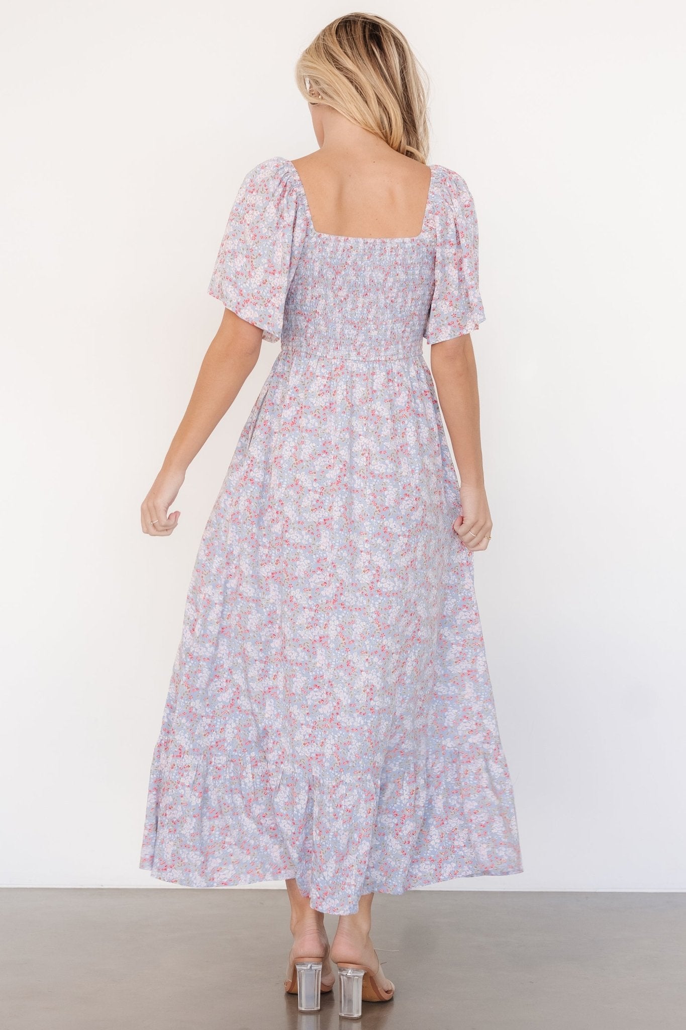 Lyssa Smocked Dress | Dusty Blue Floral - Image 4