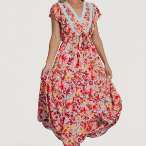 Maggie Maxi Dress | Blue + Coral Multi