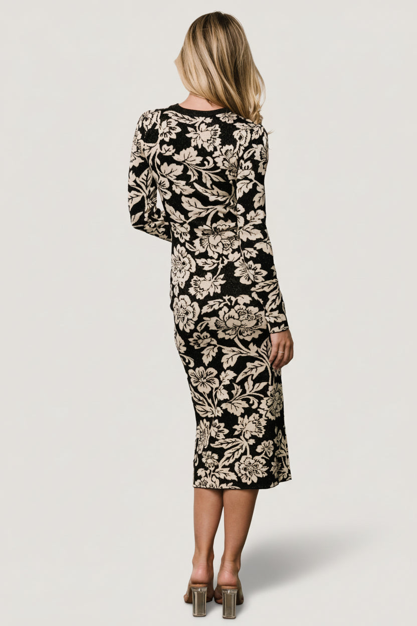 Marci Sweater Dress | Black + Ivory Floral - Image 5