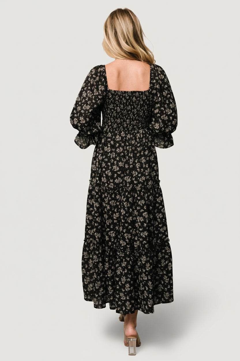 Margareta Tiered Dress | Black Floral - Image 4