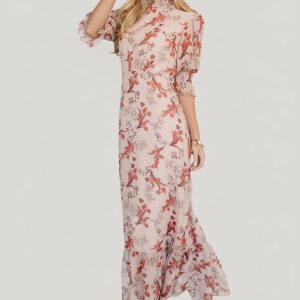 Marie Mock Neck Maxi Dress | Blush Floral