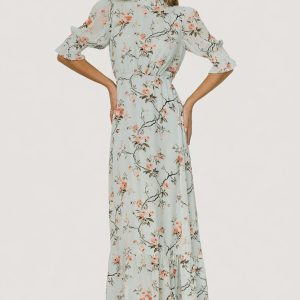 Marie Mock Neck Maxi Dress | Sage Floral