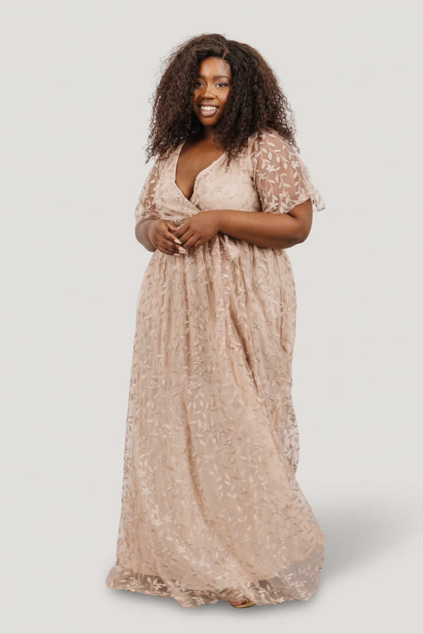 Marseille Embossed Maxi Dress | Champagne - Image 5