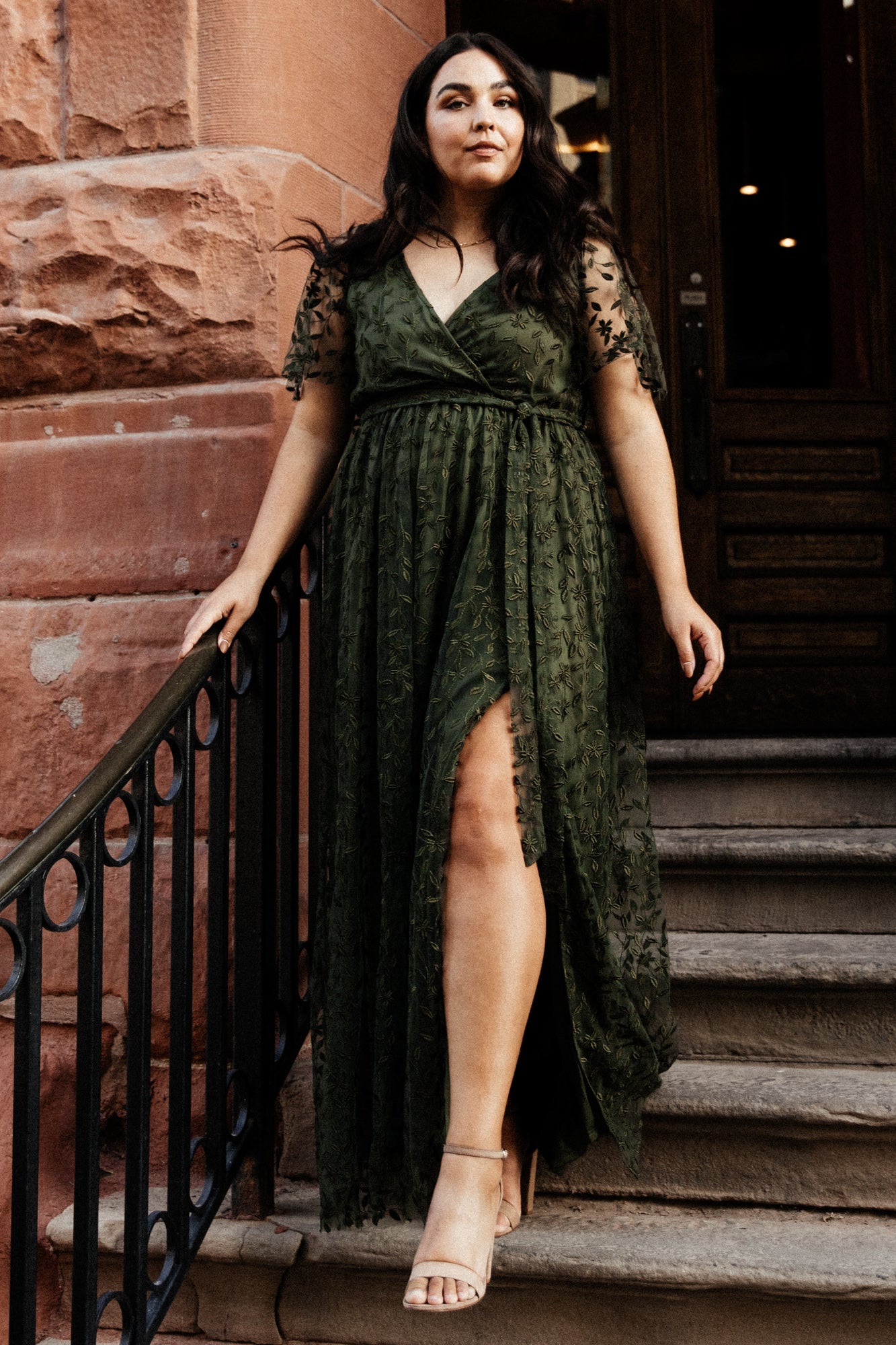 Marseille Embossed Maxi Dress | Olive - Image 2