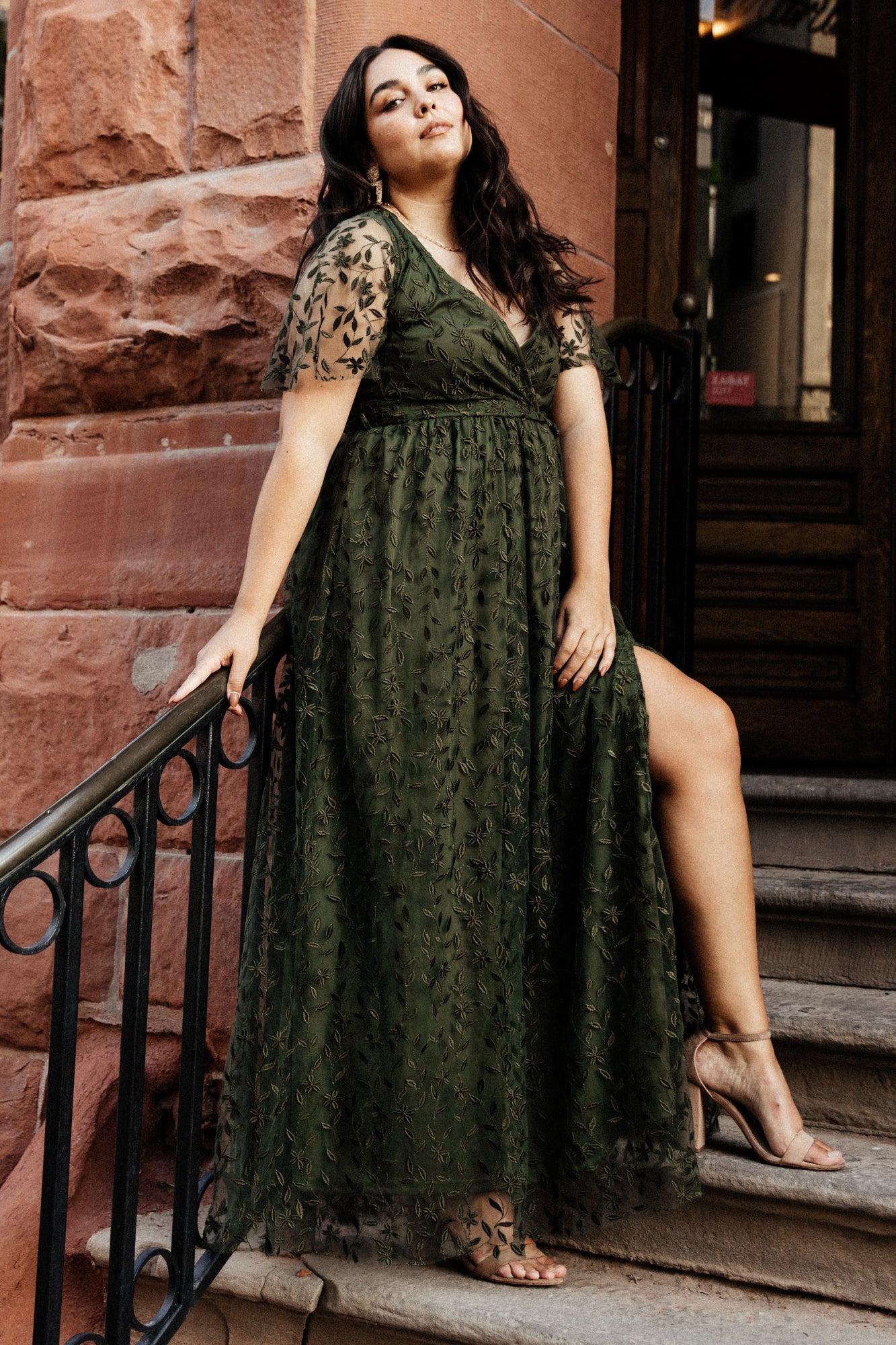 Marseille Embossed Maxi Dress | Olive - Image 6