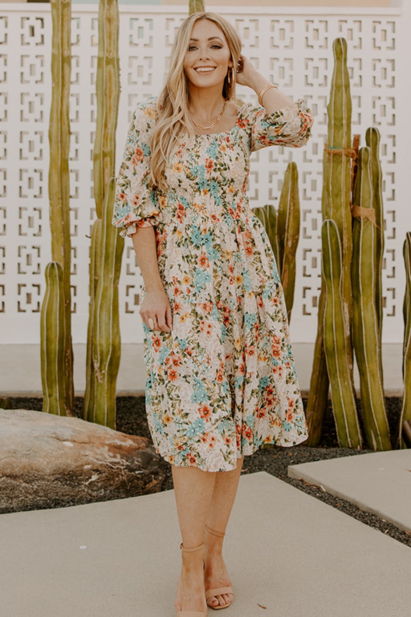 Marta Smocked Midi Dress | Summer Floral - Image 11