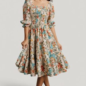 Marta Smocked Midi Dress | Summer Floral