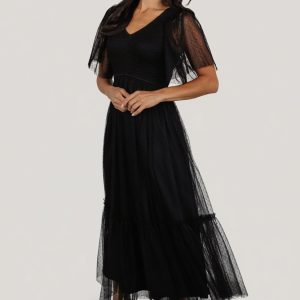 Martha Smocked Tulle Dress | Black
