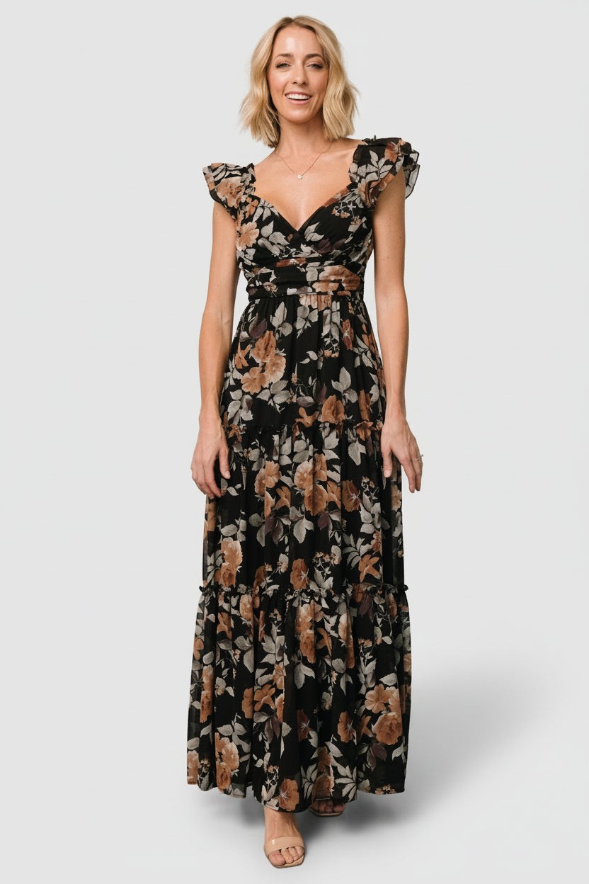 Martina Maxi Dress | Black + Copper Floral - Image 4