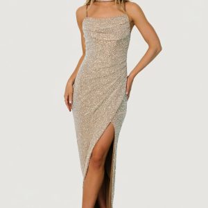 Melania Sequin Gown | Natural