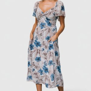 Melinda Midi Dress | Blue Floral