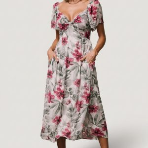 Melinda Midi Dress | Pink Floral