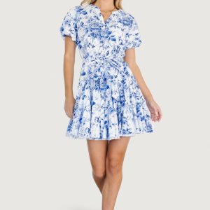 Mikki Mini Dress | White + Blue