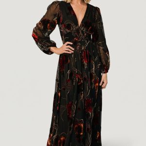 Mikla Maxi Dress | Black Multi