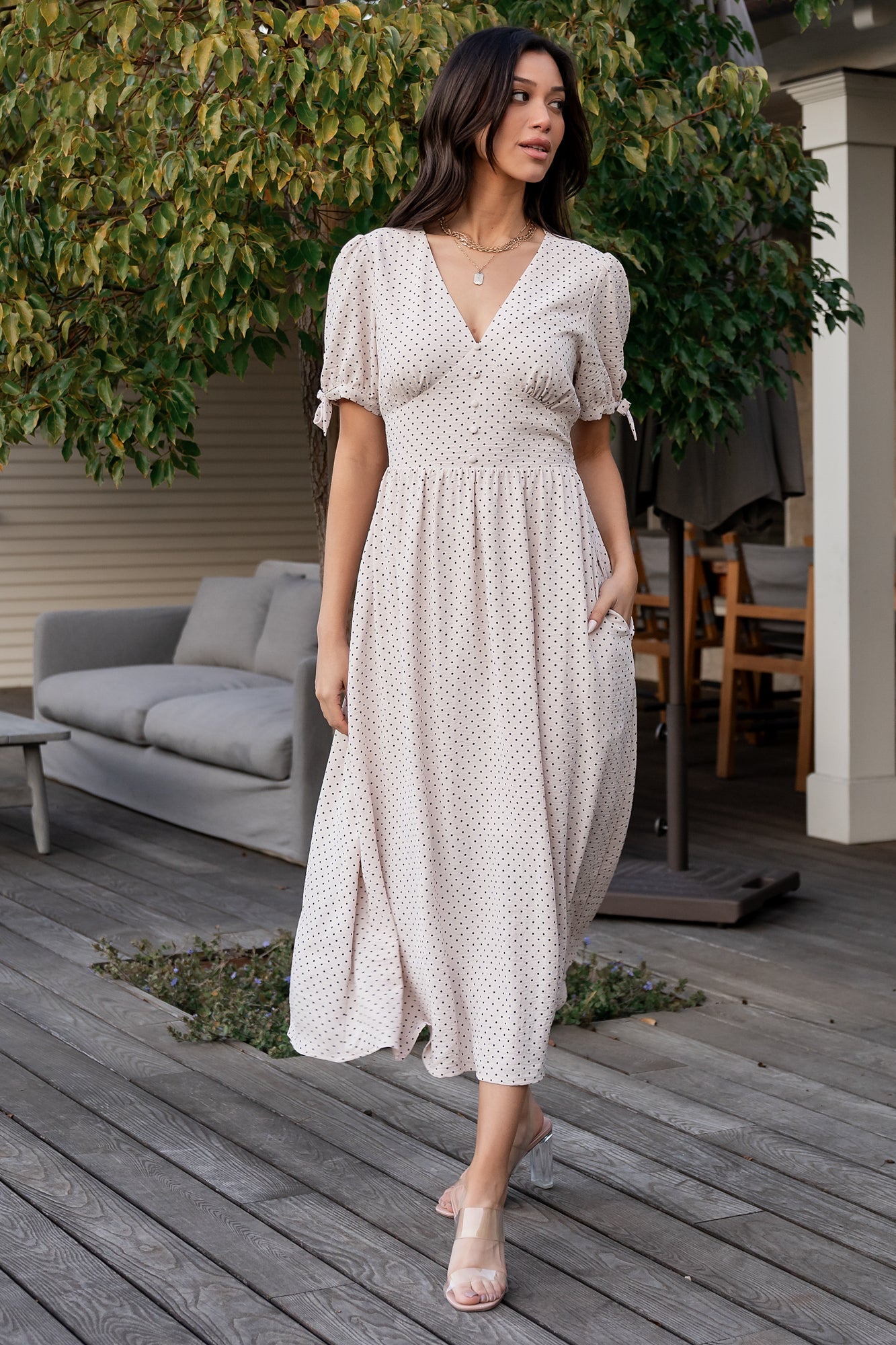 Millar Midi Dress | Natural + Black - Image 6