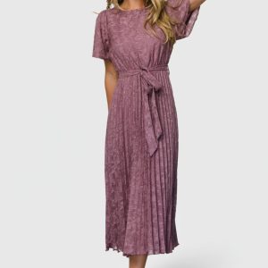 Mindy Pleated Dress | Vintage Plum