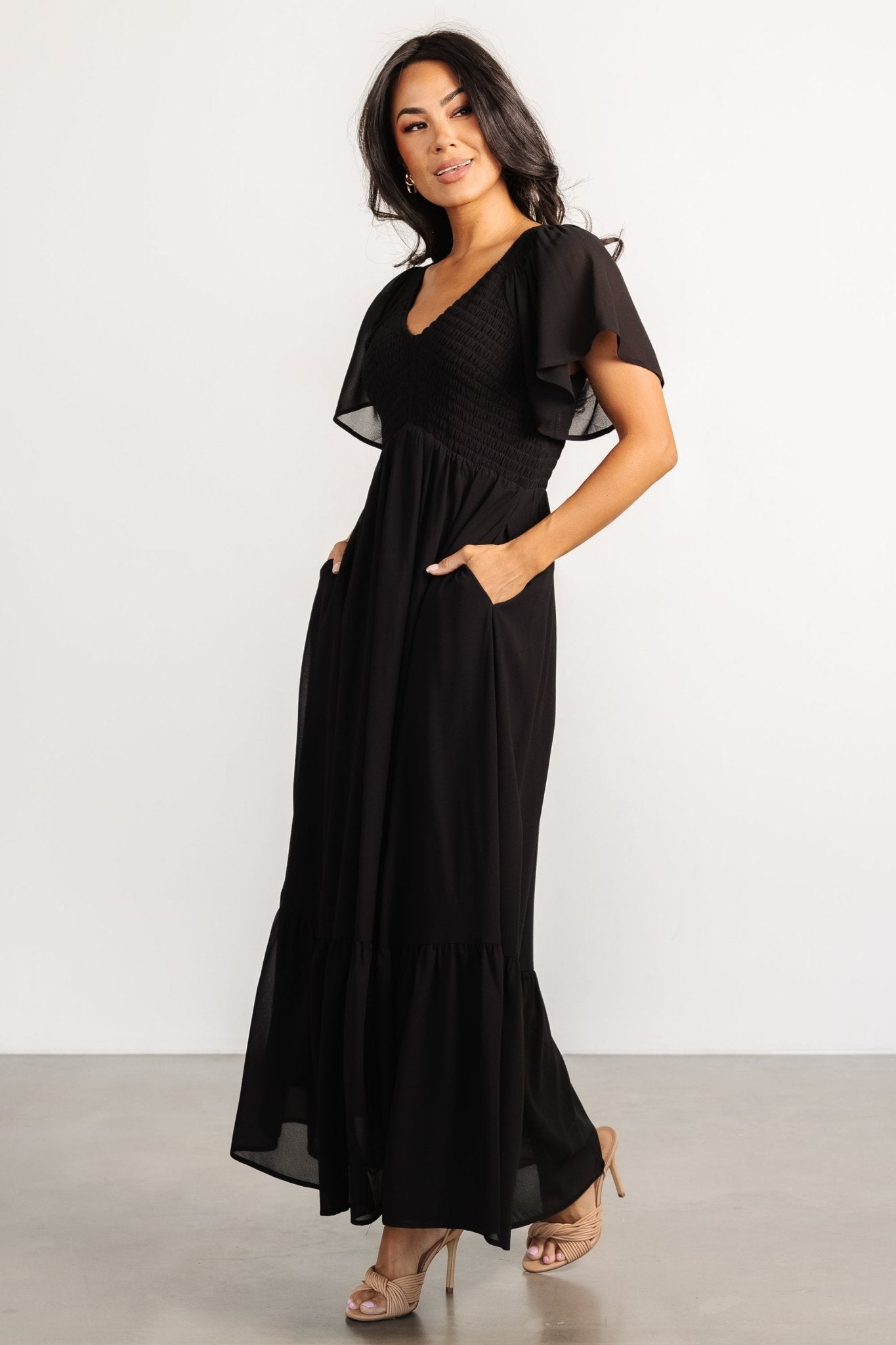 Monica Smocked Dress | Black - Image 3