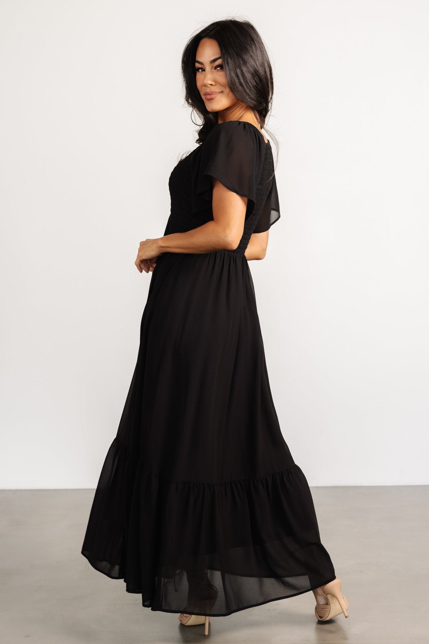Monica Smocked Dress | Black - Image 4