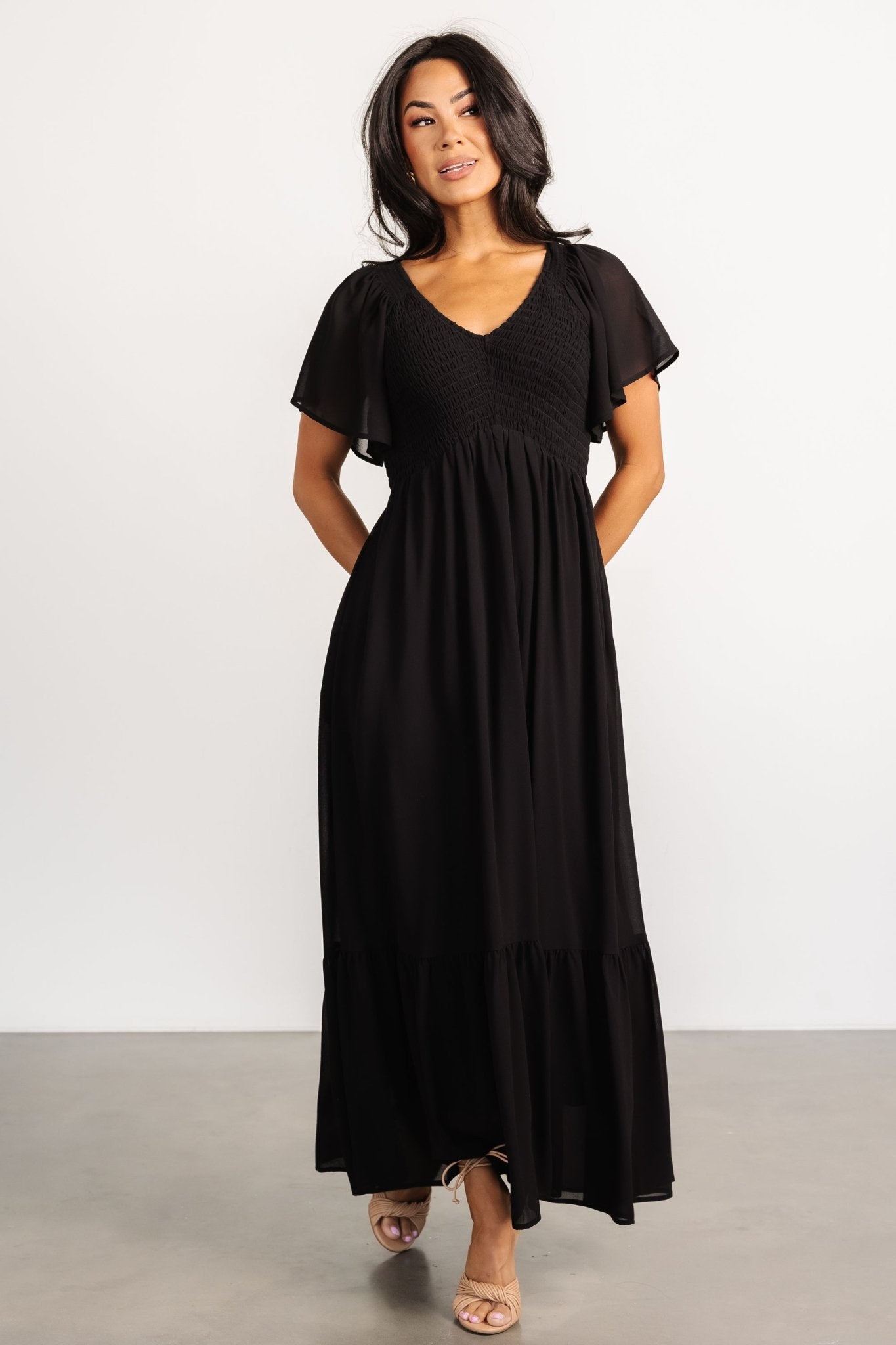 Monica Smocked Dress | Black - Image 7