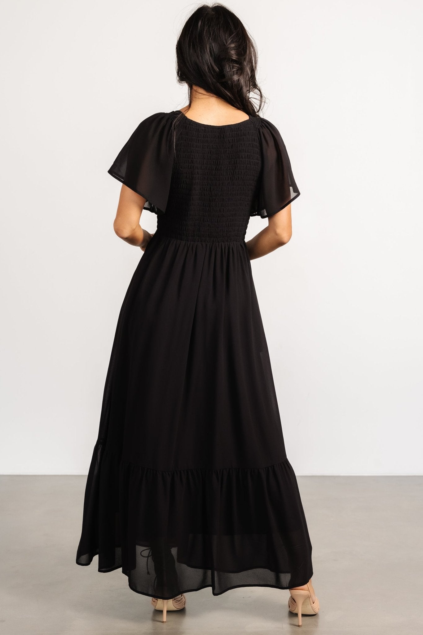 Monica Smocked Dress | Black - Image 5