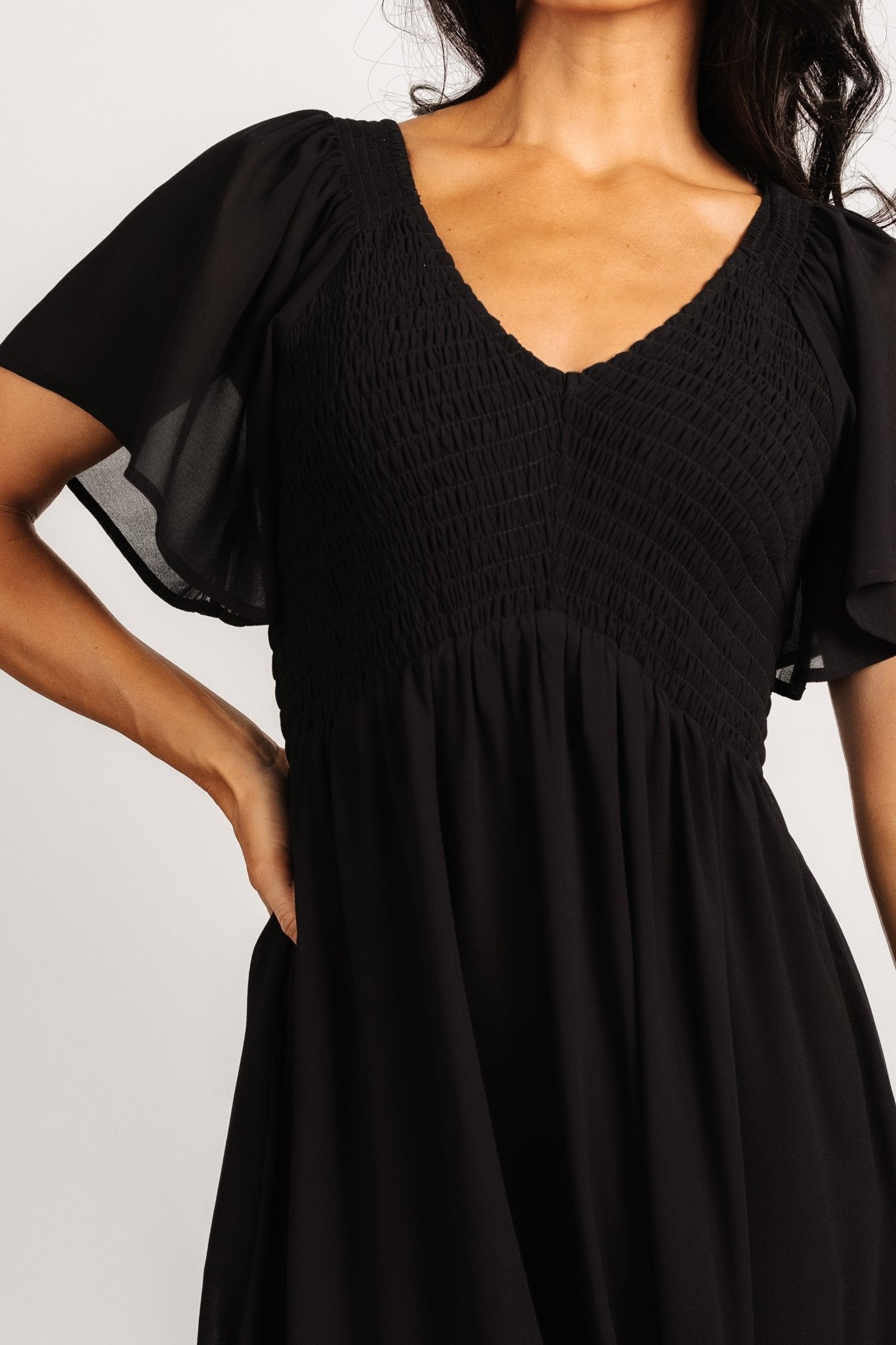 Monica Smocked Dress | Black - Image 2