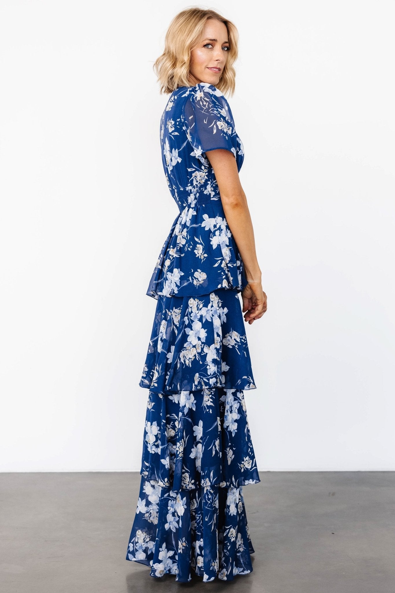 Montaigne Ruffle Maxi Dress | Navy + Blue Floral - Image 3