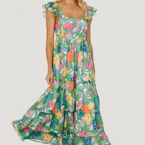 Monte Tiered Maxi Dress | Green Multi