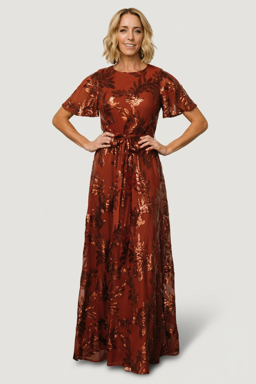 Muse Sequin Maxi Dress | Cinnamon