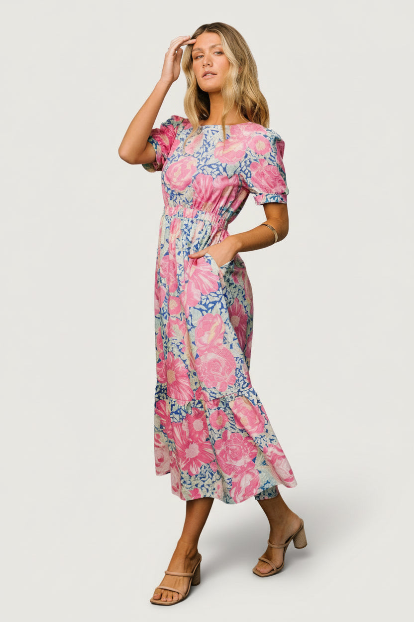 Myers Dress | Blue + Pink Floral - Image 3