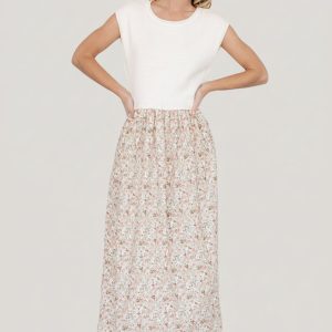 Myra Sweater Dress | Ivory + Coral Floral