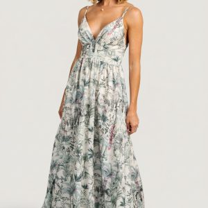 Naia Maxi Dress | Natural + Sage Print
