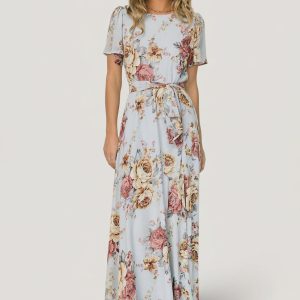 Naomi Short Sleeve Maxi Dress | Blue Multi Floral