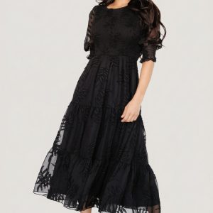 Nellie Smocked Midi Dress | Black