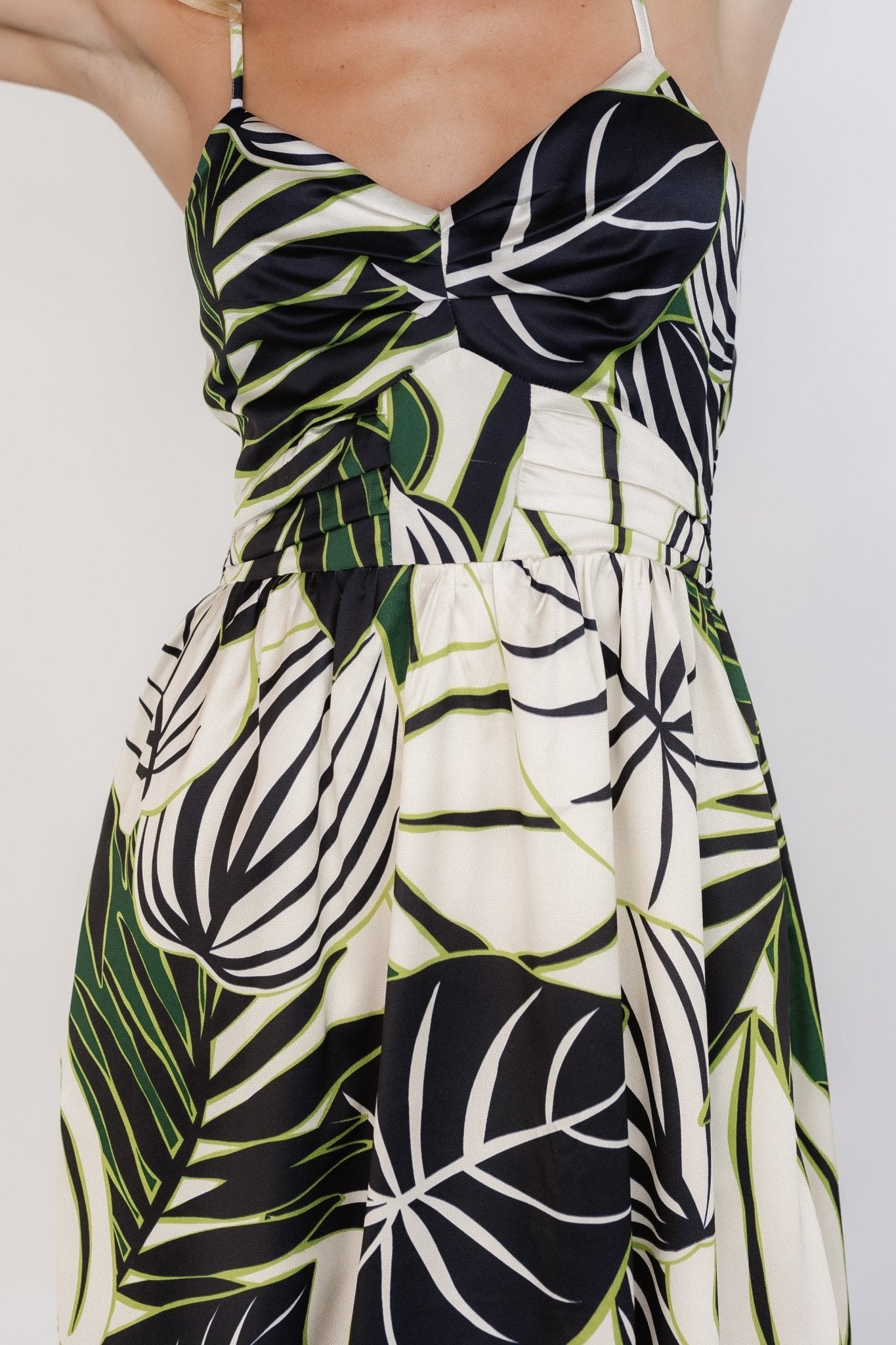 Norita Tie Back Tank Dress | Black + Green Print - Image 3
