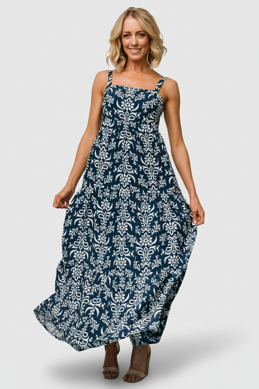 Oceanside Maxi Dress | Navy Print - Image 6