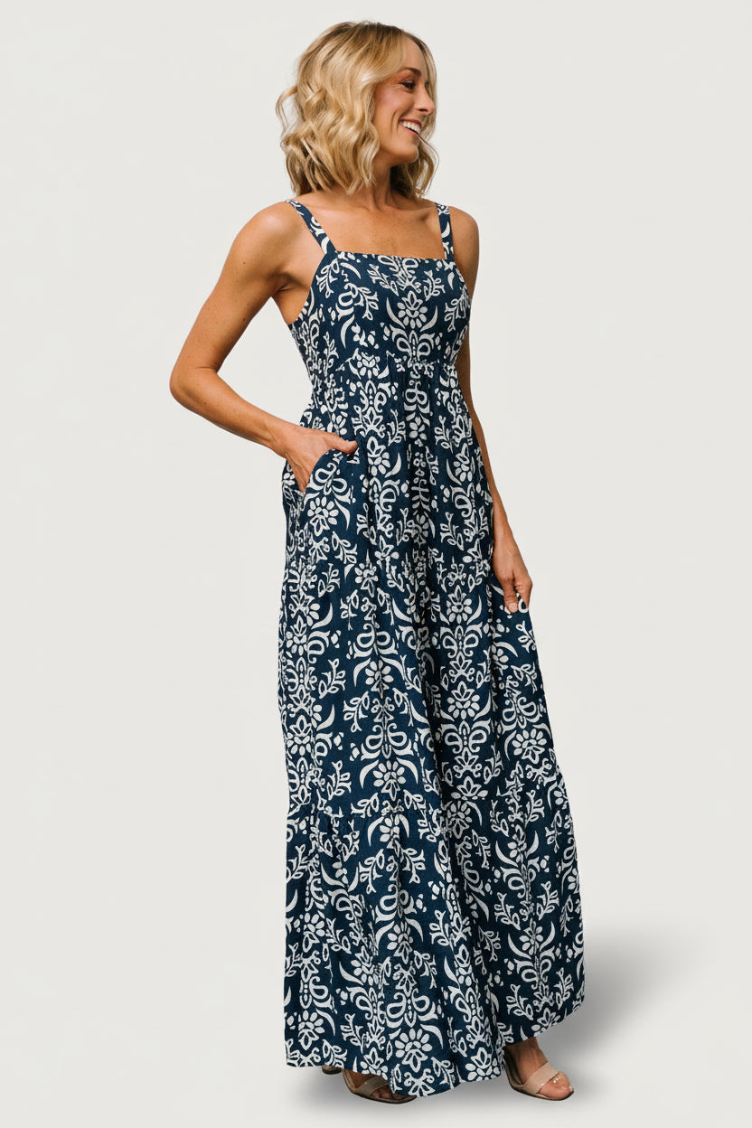 Oceanside Maxi Dress | Navy Print - Image 4