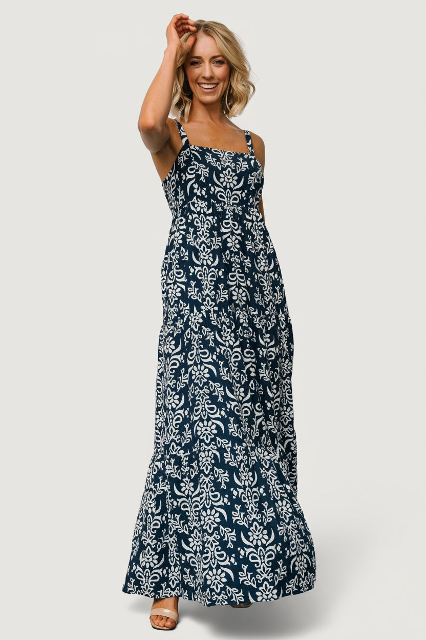 Oceanside Maxi Dress | Navy Print - Image 5