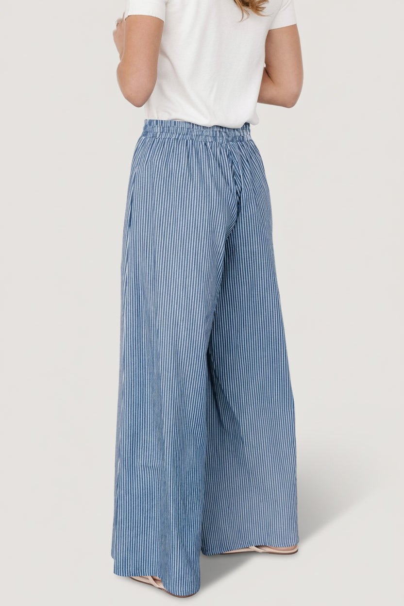 Odelia Striped Pants | Blue + Off White Stripe - Image 3