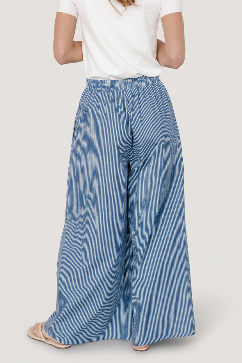 Odelia Striped Pants | Blue + Off White Stripe - Image 4