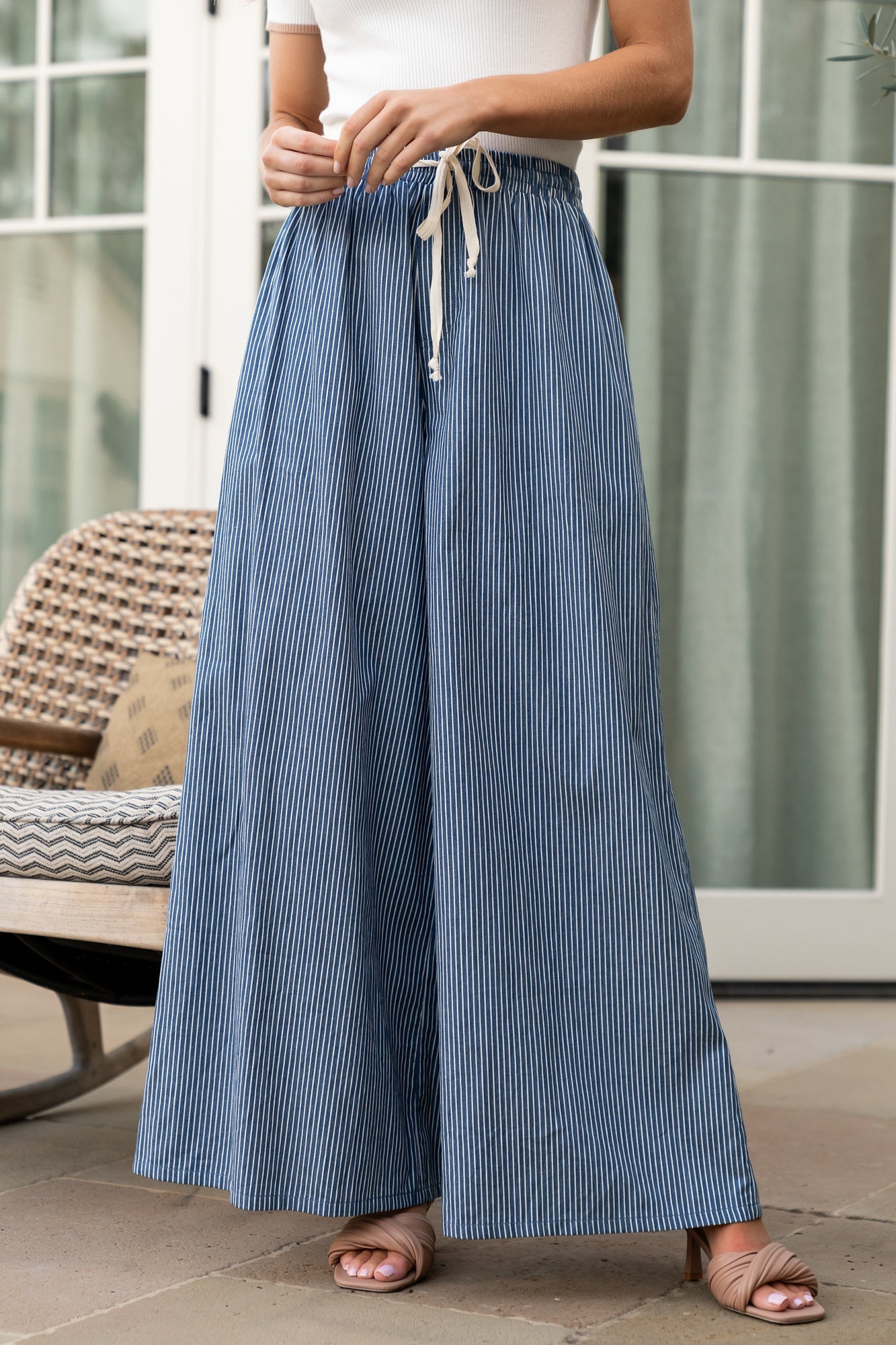 Odelia Striped Pants | Blue + Off White Stripe - Image 5