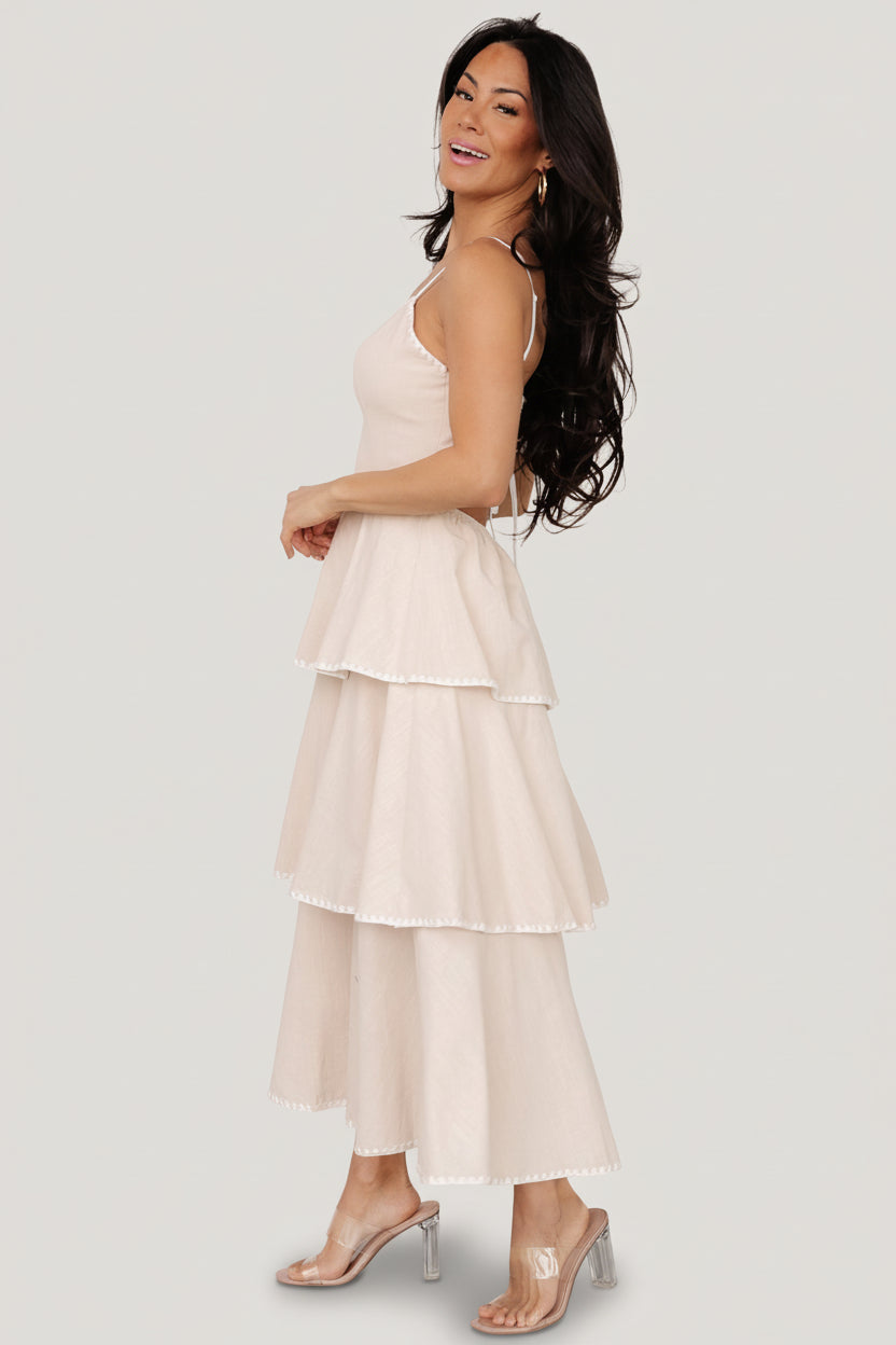 Odette Tiered Dress | Natural + White - Image 5