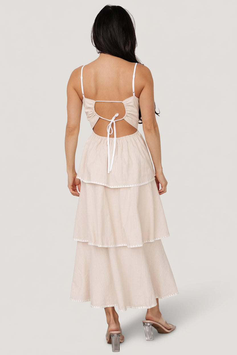 Odette Tiered Dress | Natural + White - Image 6