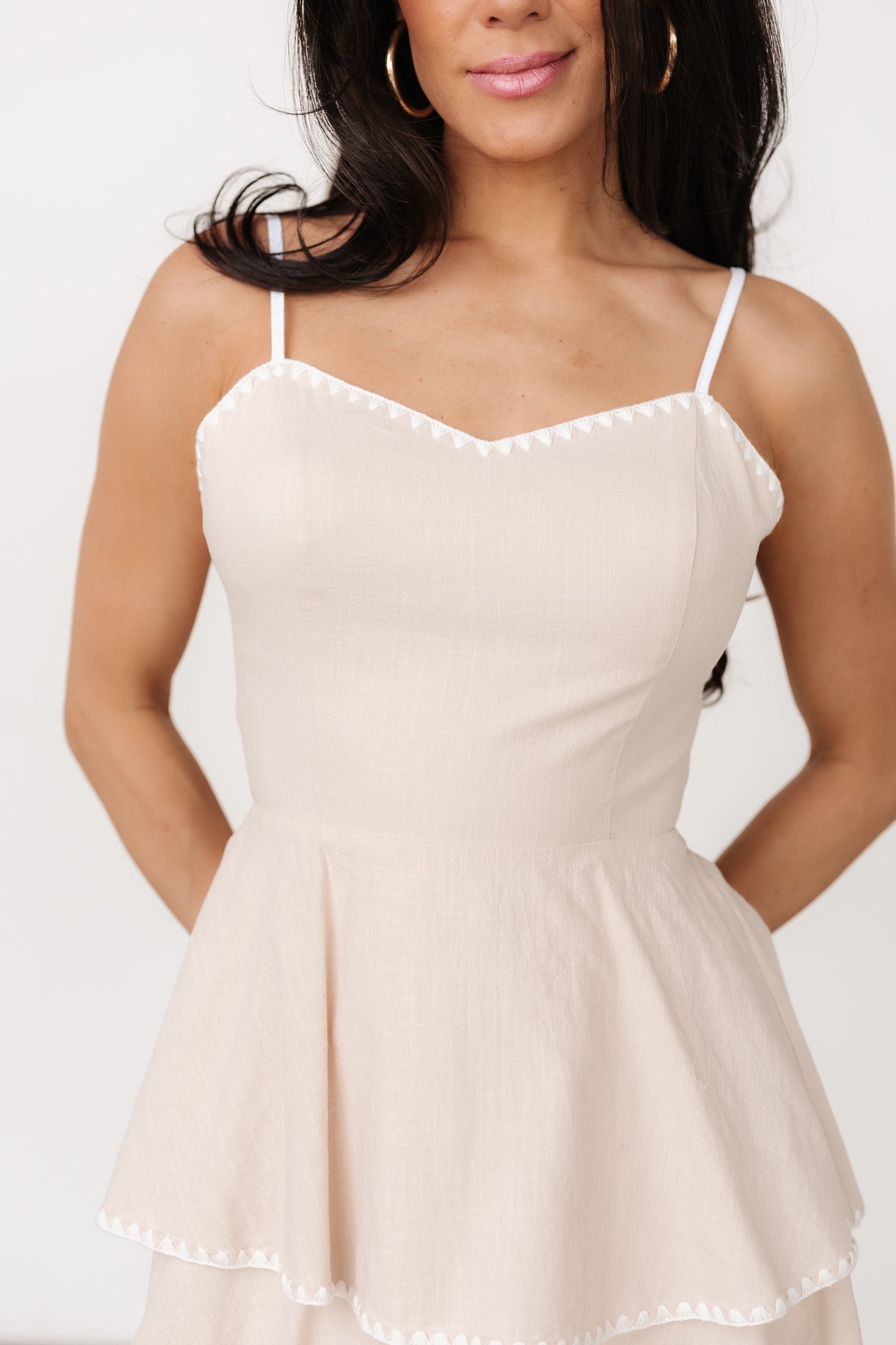 Odette Tiered Dress | Natural + White - Image 2