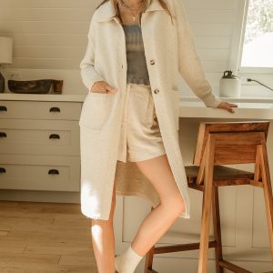 Ontario Long Button Cardigan | Oatmeal