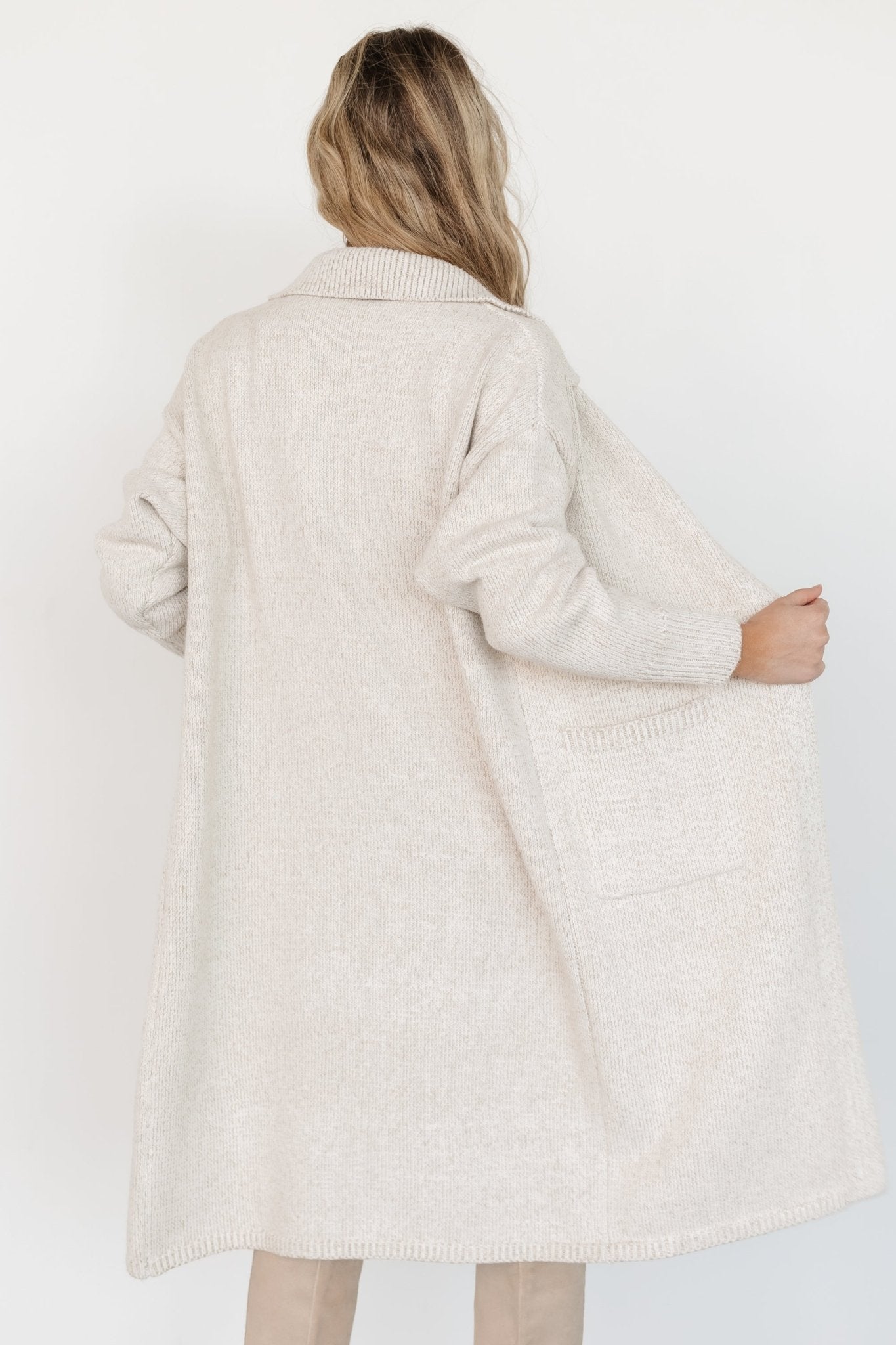 Ontario Long Button Cardigan | Oatmeal - Image 9